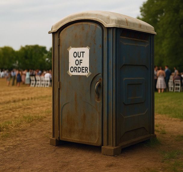 Blue portable toilet with