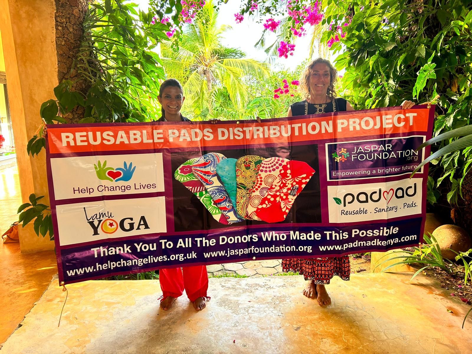 eusable pads distribution project banner in Lamu