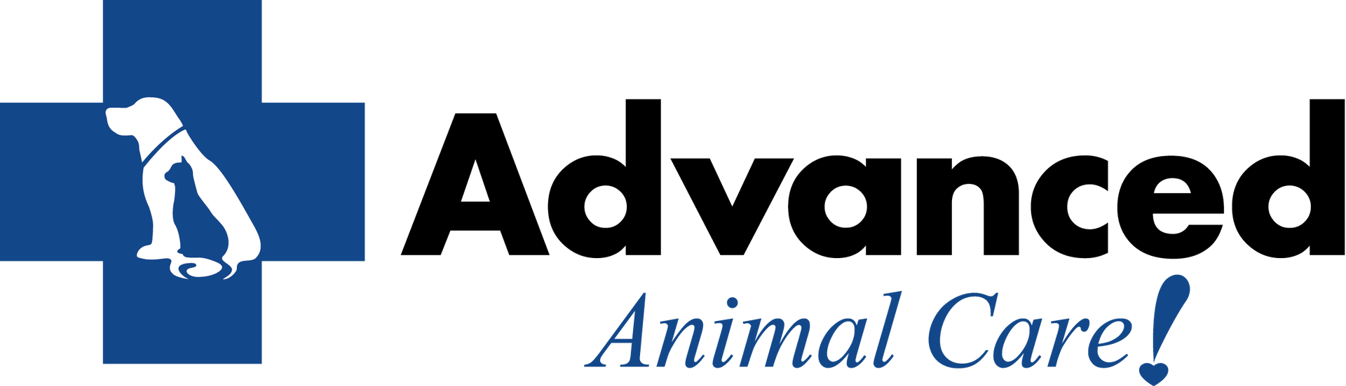 Logo: Blue cross with dog and cat silhouette,