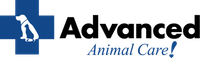 Logo: Blue cross with dog and cat silhouette, 