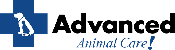 Logo: Blue cross with dog and cat silhouette, 