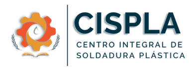 Logotipo de CISPLA con engranaje naranja e ícono de soldadura de plástico, texto azul “Centro Integral de Soldadura Plástica”