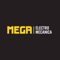 Logotipo de MEGA Electromecánica en amarillo y blanco sobre fondo oscuro.