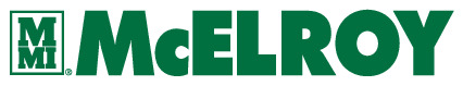 Logotipo verde de McElroy con un icono de una “M” estilizada a la izquierda y el nombre de la marca en negrita sobre fondo blanco.