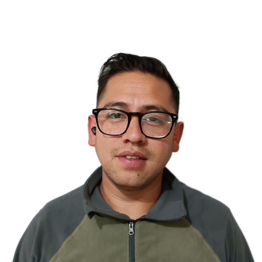 Hombre que lleva gafas, auriculares y chaqueta gris con cremallera.