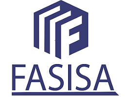 Logotipo de FASISA en color púrpura con un icono hexagonal geométrico sobre el nombre de la marca.