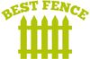 Green fence graphic with "BEST FENCE" in a matching arched font above the fence.