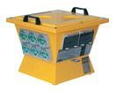 a yellow power distributer with 6 outlets
