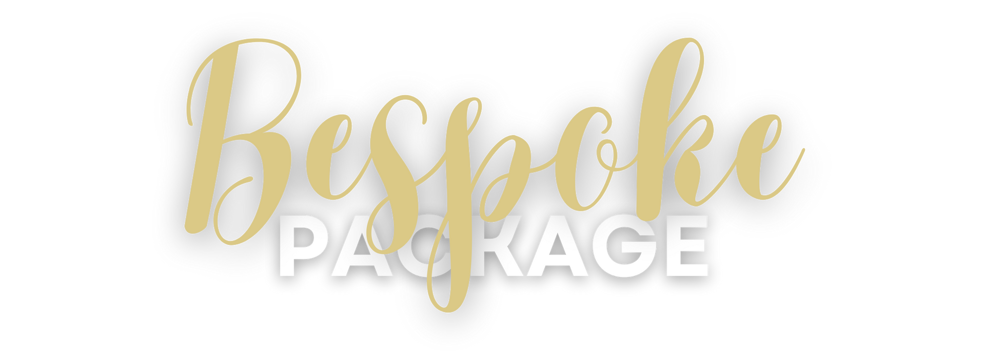 Gold script reading “Exclusive Package” on a white background