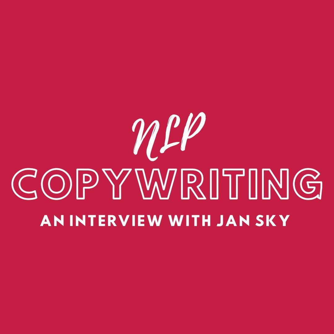 White text on a red background says nlp copywriting an interview with jan sky