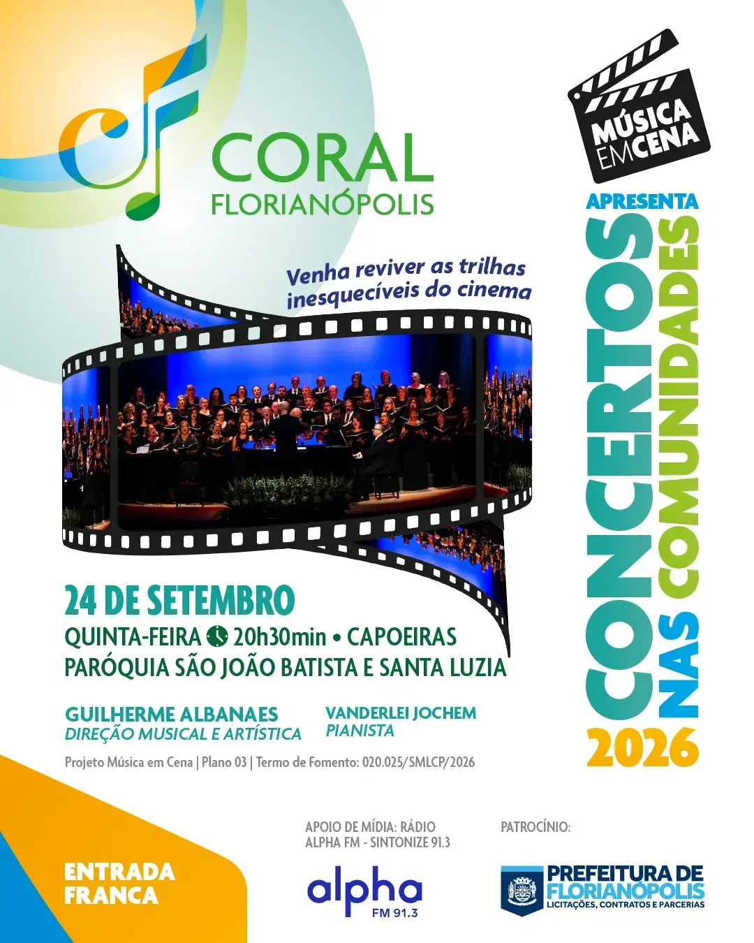 Post dos Concertos nas Comunidades: 24 de setembro, quinta, 20h30, na Par&oacute;quia S&atilde;o Jo&atilde;o Batista e Santa Luzia, Capoeiras