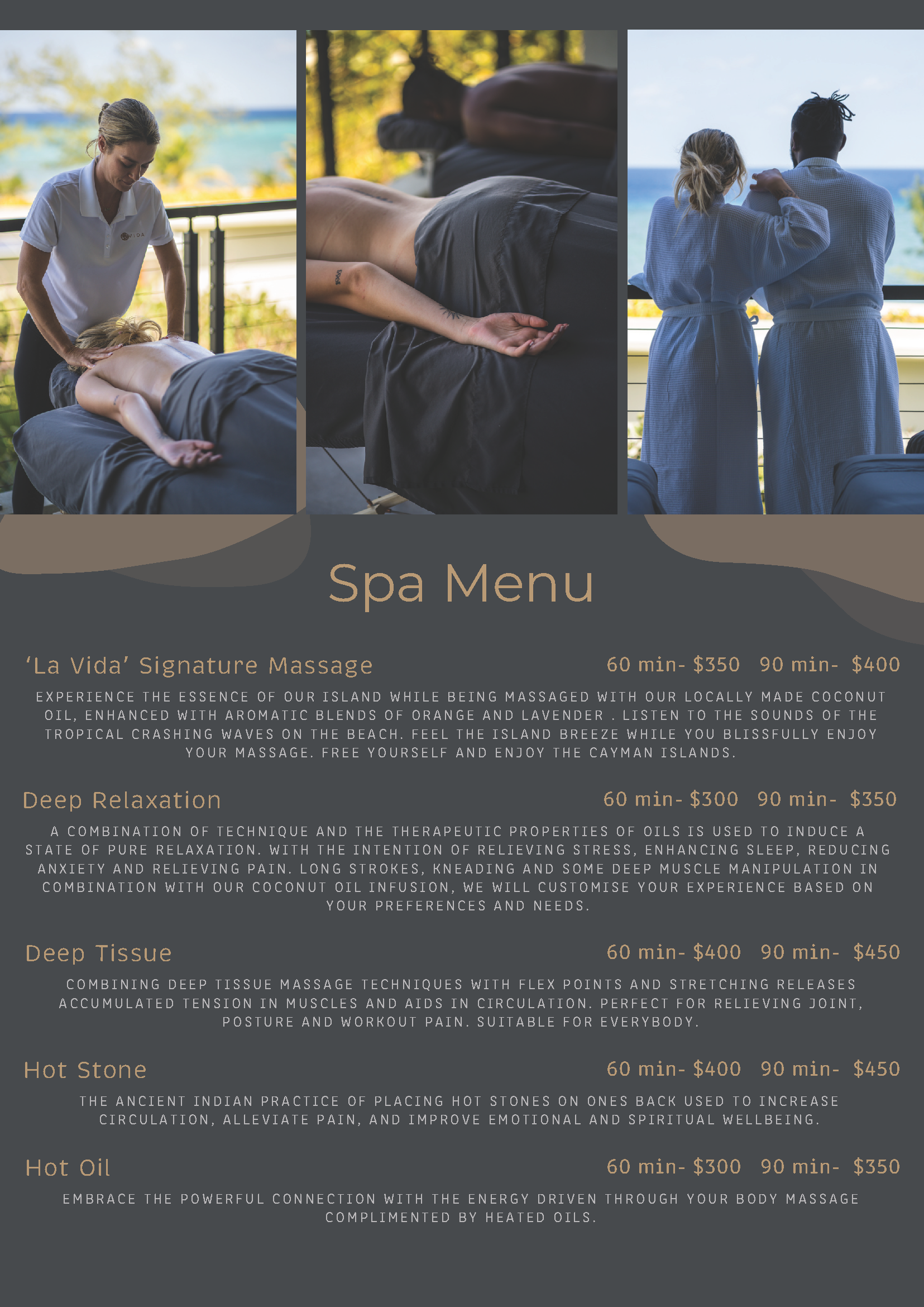 Spa Menu | Vida Cayman Islands - Site Vida Spa