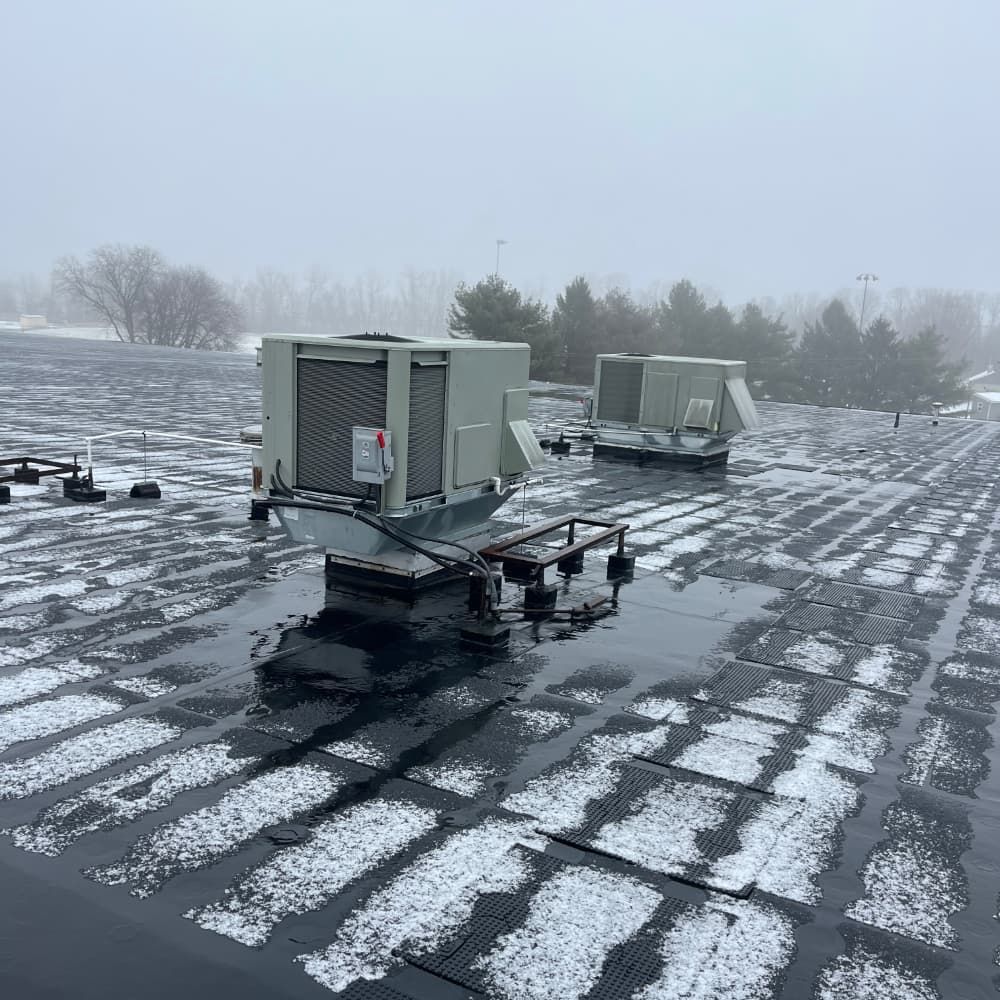 A roof with a lot of snow on it.