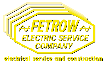 The logo for fetrow electric service company electrical service and construction