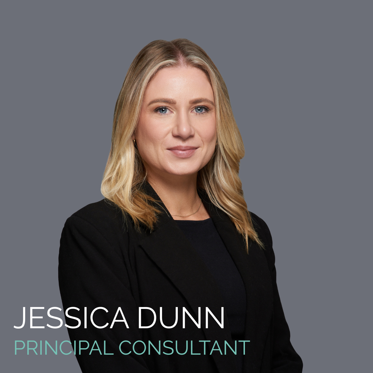Jessica Dunn, Principal Consultant, smiling, wearing a black blazer.