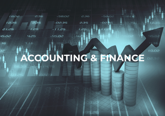 Accounting and Finance title over a stock market graph with a rising arrow.