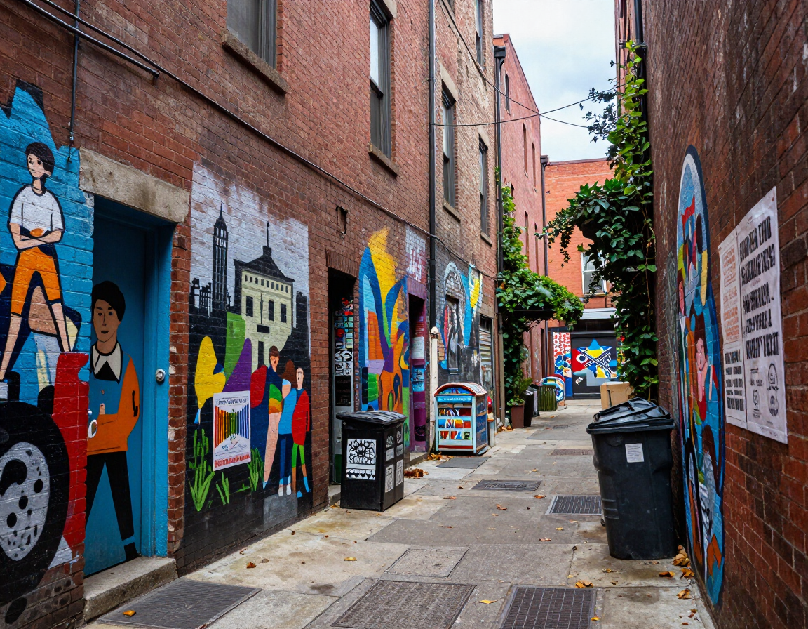 Mural-lined alley in Cabbagetown