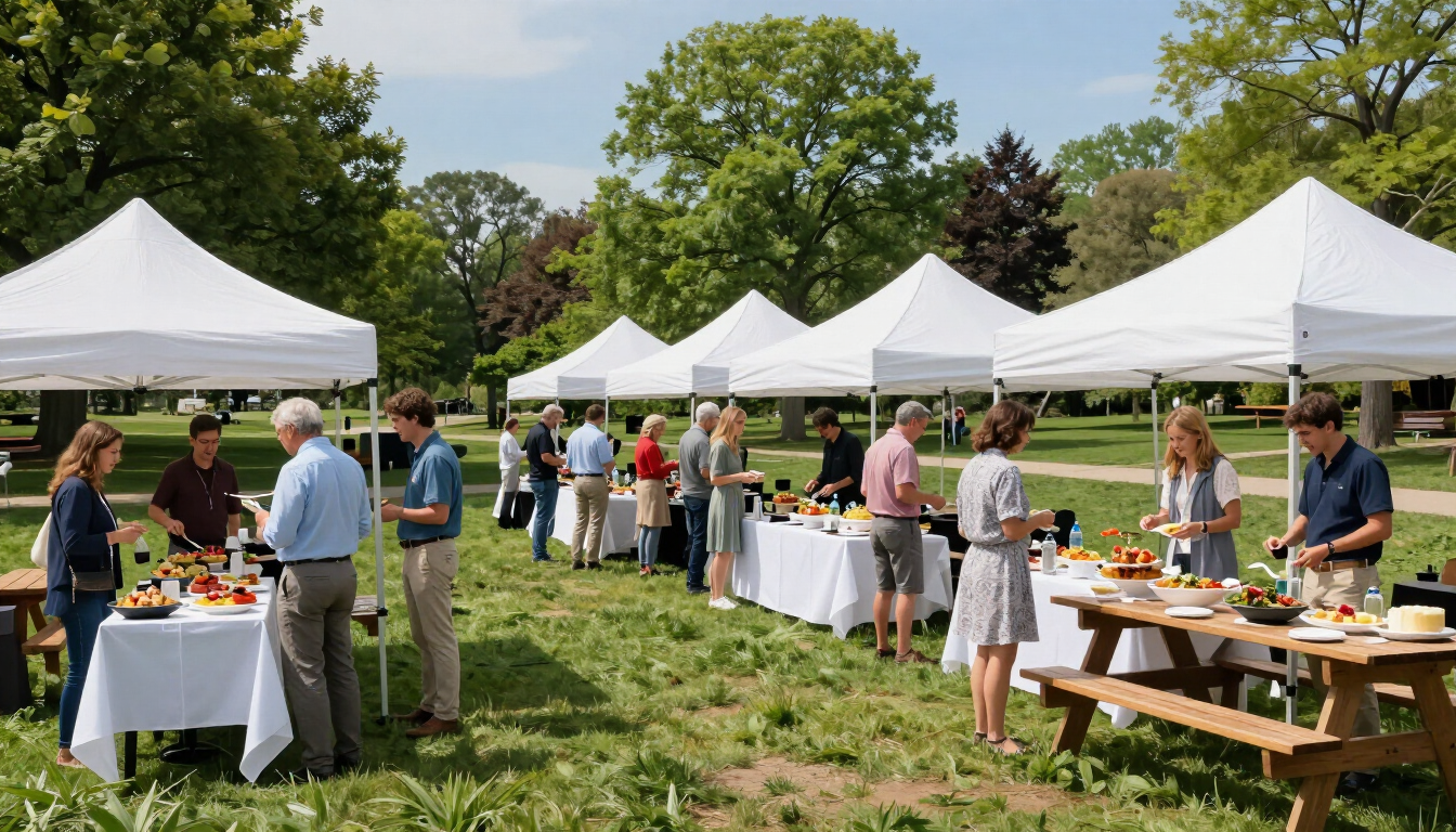Food tasting event in park