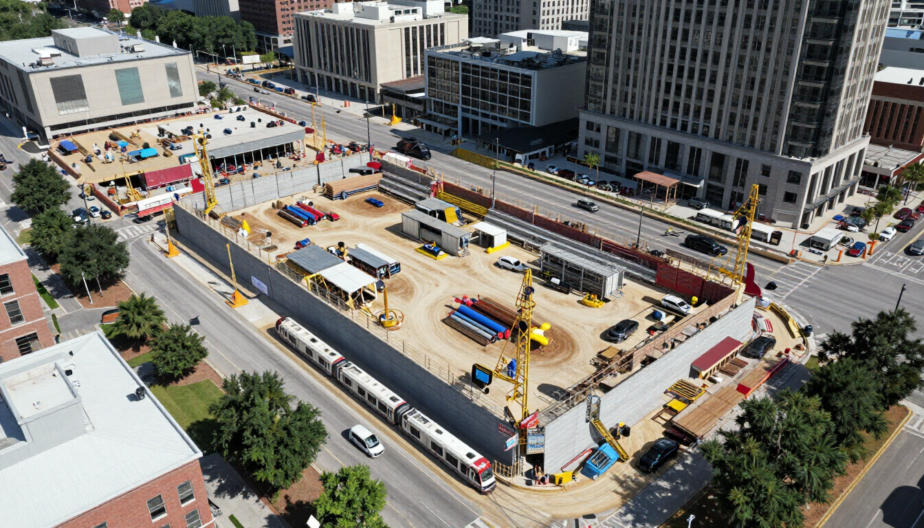 Aerial shot of MARTA transit construction