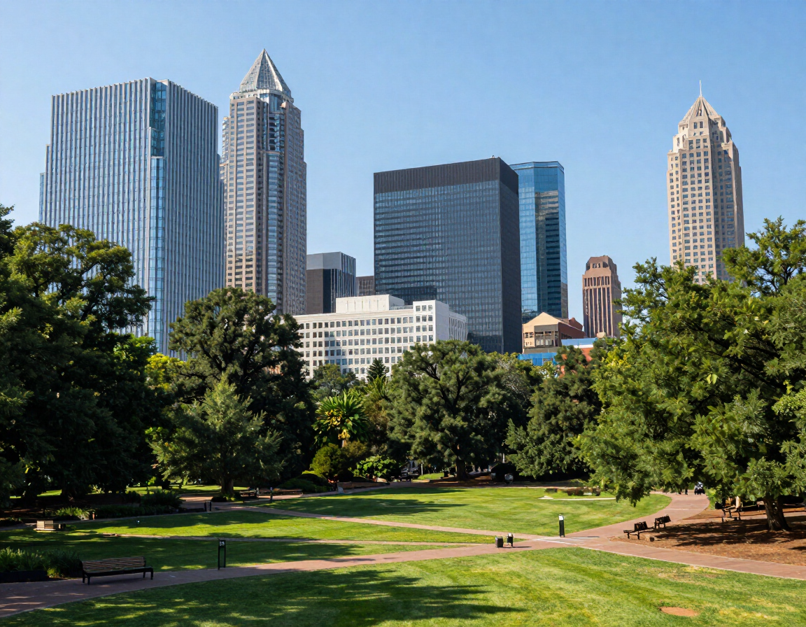 Midtown Atlanta skyline and park