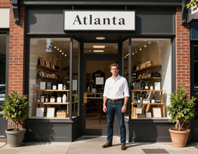 Local Atlanta business owner in storefront
