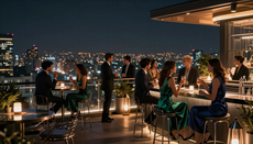 Rooftop bar nightlife scene