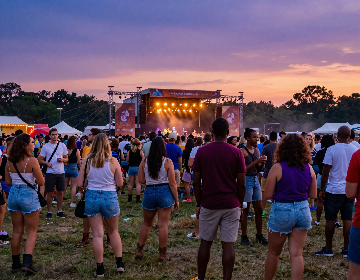 Atlanta festival crowd at dusk