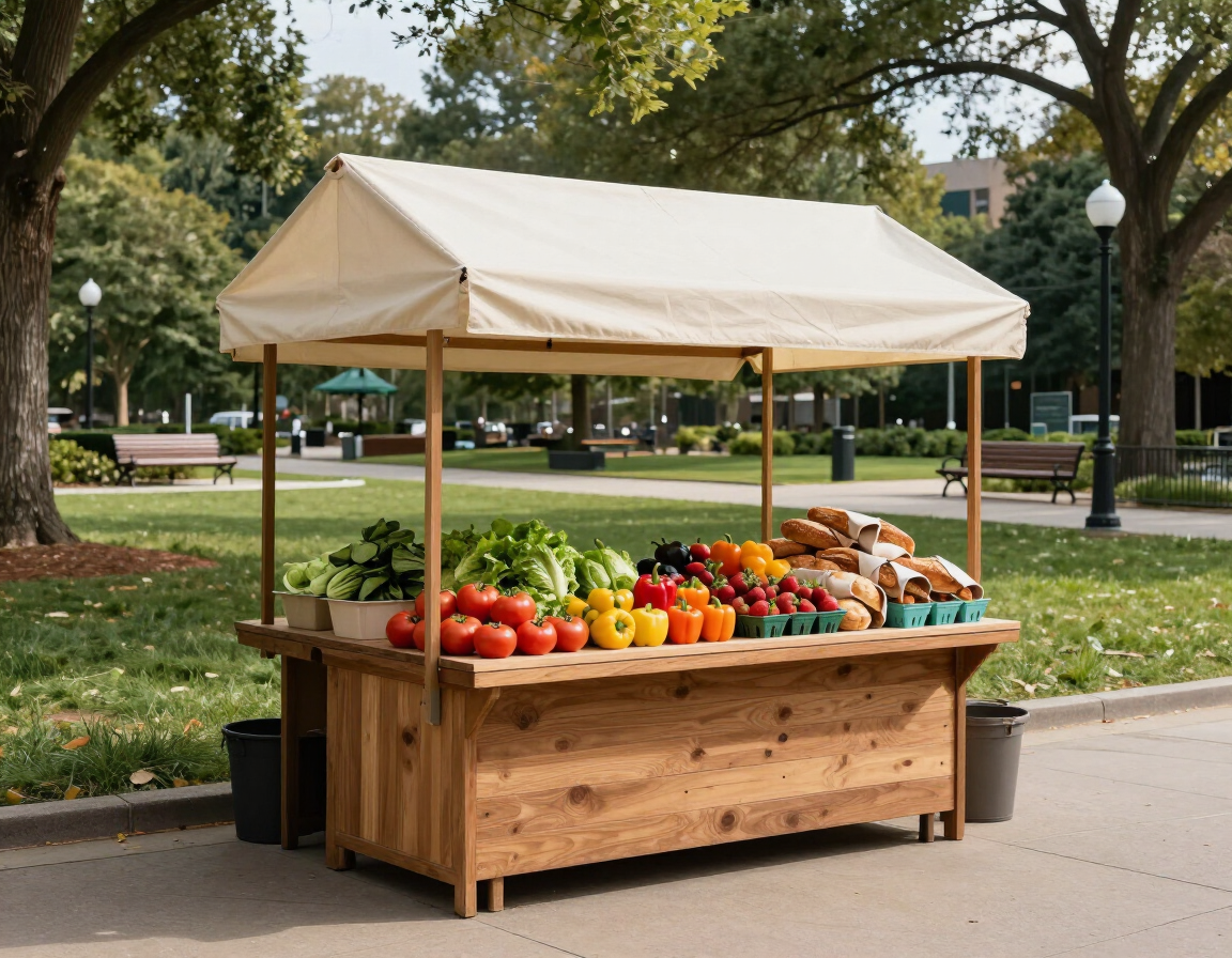 Farmers market stall in a park