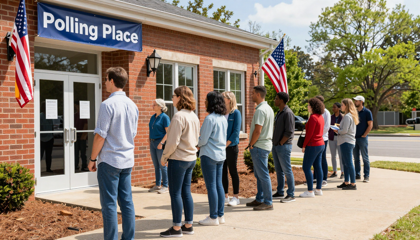 Voters outside a polling place