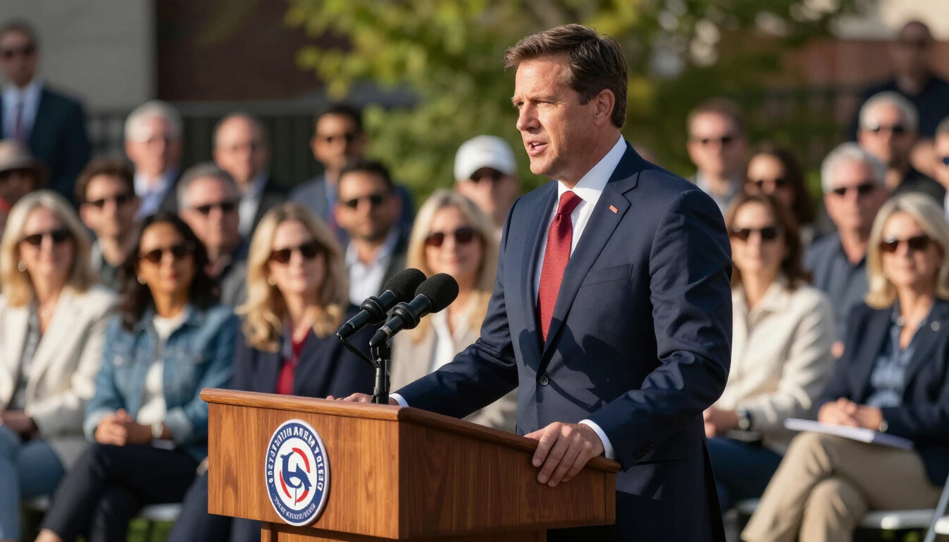 Candidate speaking at podium