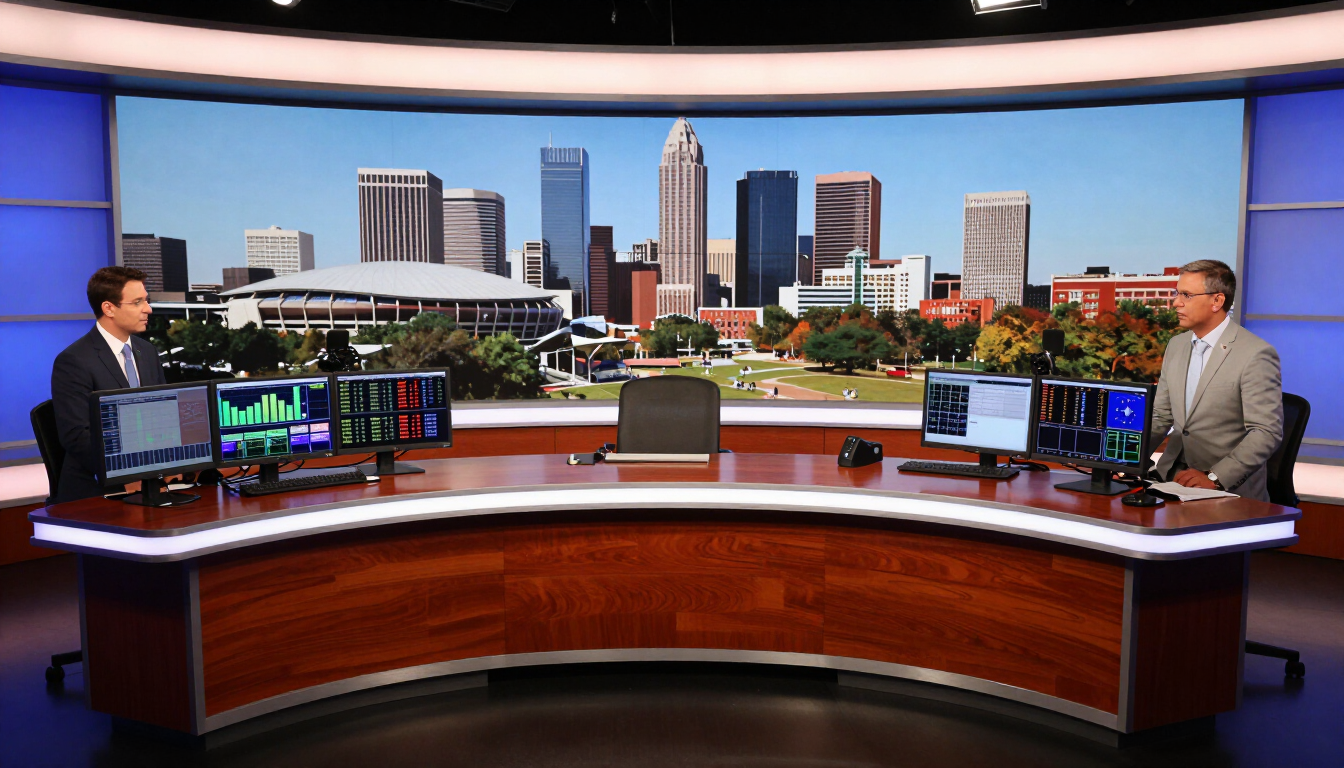 News desk studio broadcast