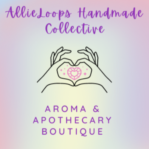 A logo for allie loops handmade collective aroma & apothecary boutique