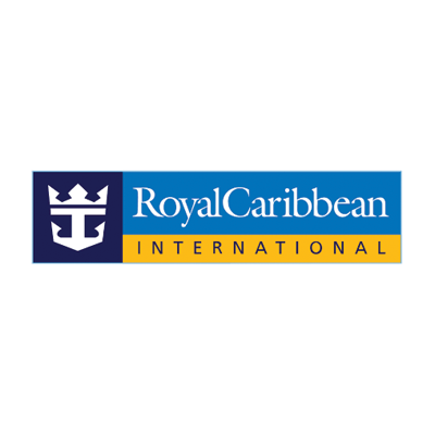 Royal Caribbean International logo in blue and gold with a white crown and anchor icon