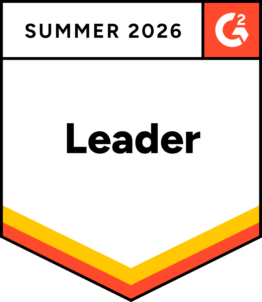 Summer 2026 Leader badge with white background and red, yellow, and black accents