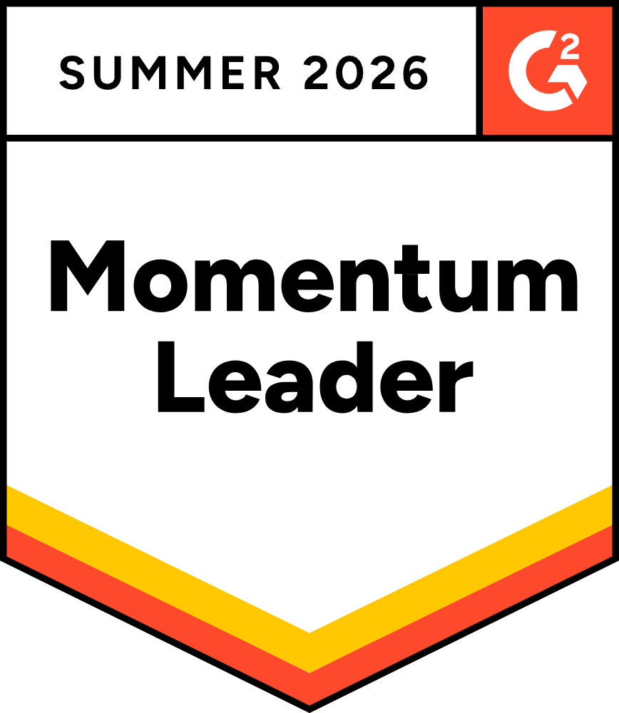 Summer 2026 Momentum Leader badge with orange and yellow chevron accents