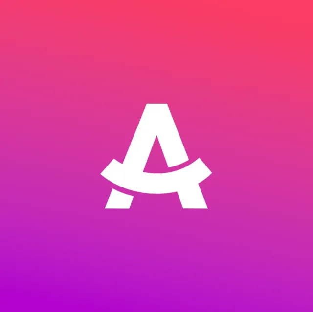 The letter a is on a purple and pink background.