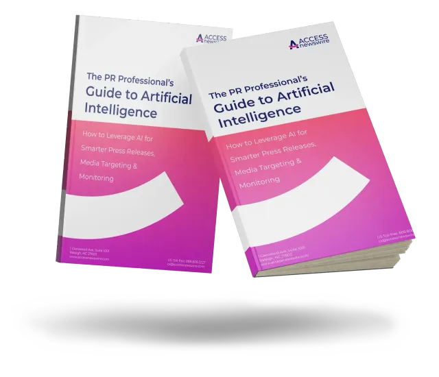 Two pink-and-white book covers titled “The Practical Guide to Artificial Intelligence” floating on a gray shadowed background