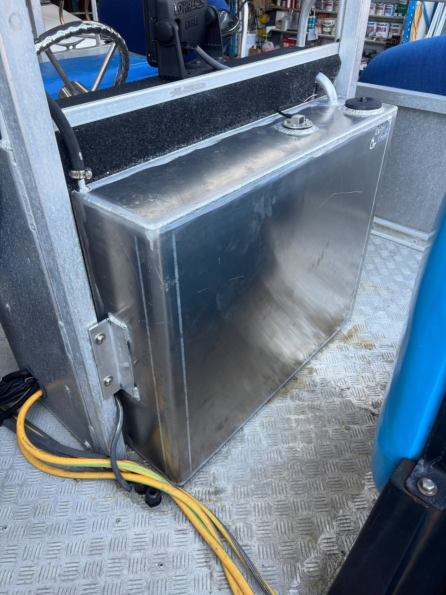 Aluminum Boat Fuel Tank With Filler Cap, Mounted Near the Helm — Master Metals Fabrication in Labrador, QLD