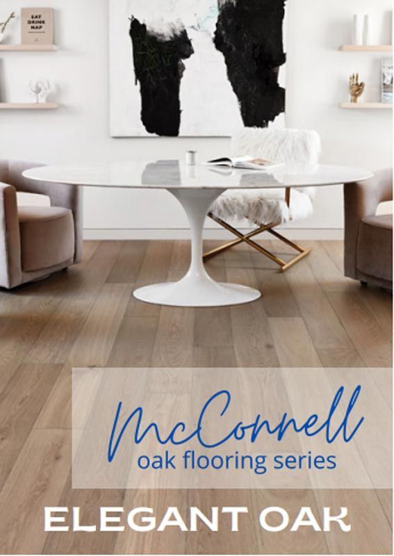 Elegant Dining Room With Oak Flooring, White Table, Chairs, And Artwork — My Timber Flooring Blinds & Shutters in Erina, NSW