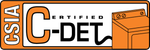 CSA Certified C-DET logo with orange letters and a small washing machine icon on a white background