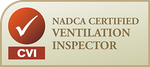 NADCA Certified Ventilation Inspector badge with red checkmark and CVI label