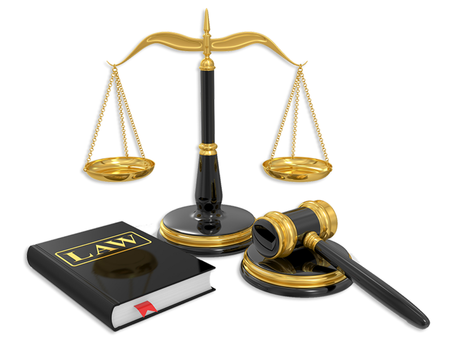 A scale of justice a book of law and a gavel