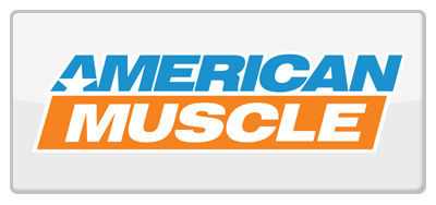 American Muscle logo in blue and orange on a white background