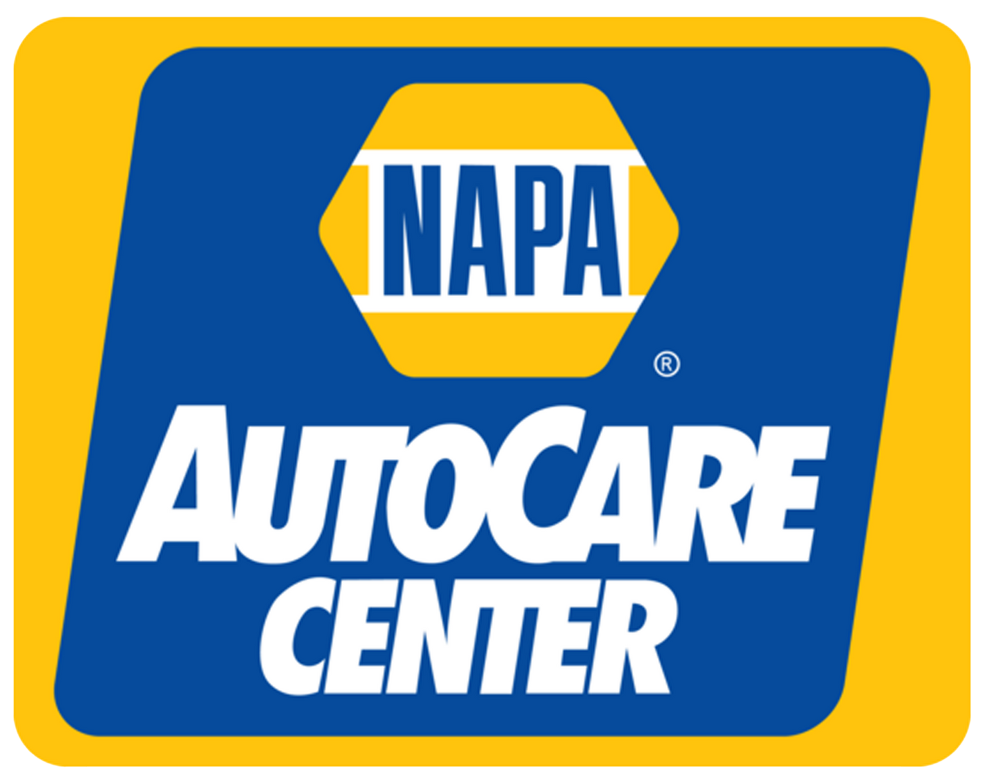 NAPA AutoCare Center logo on a blue and yellow sign
