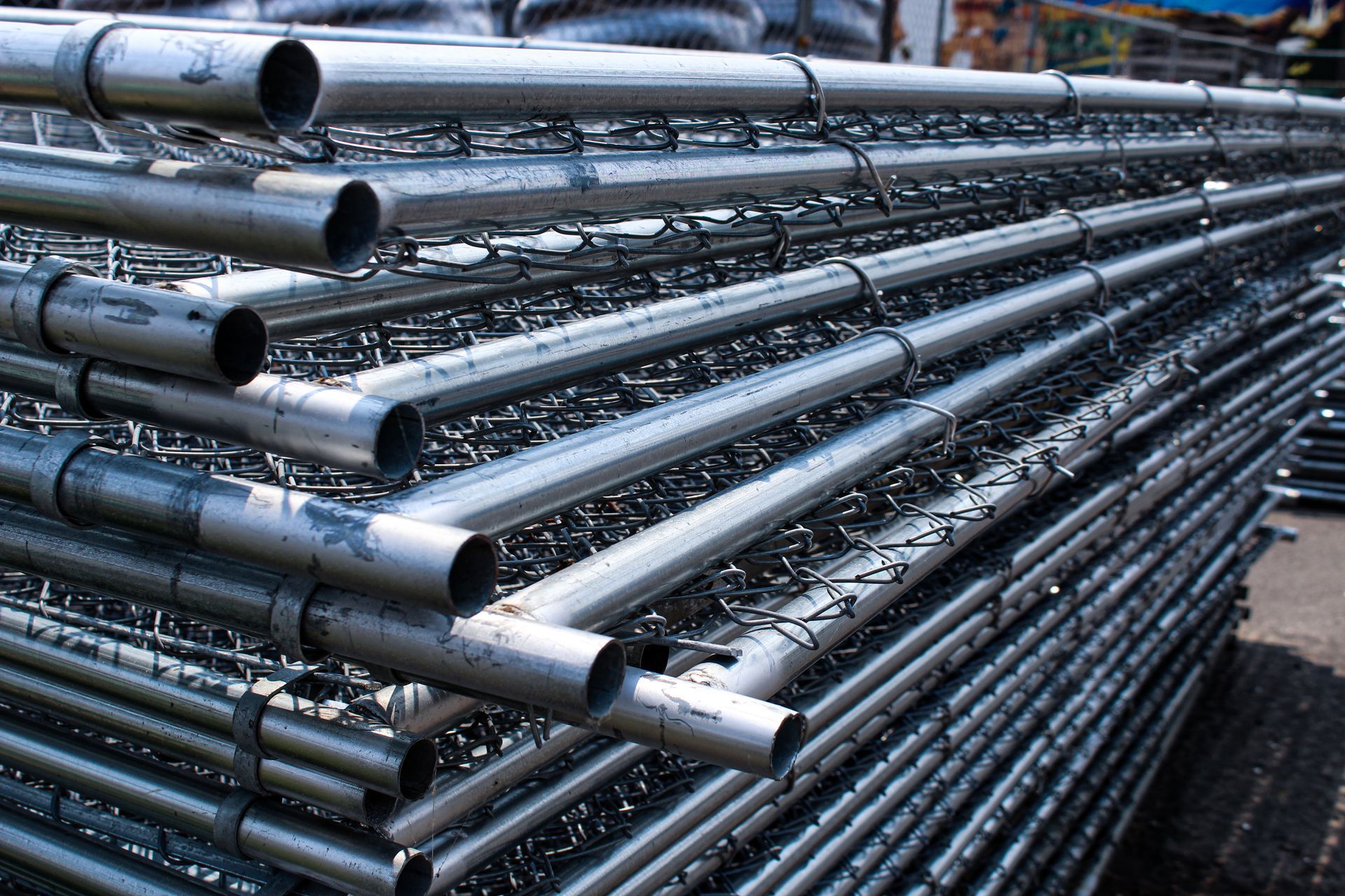 Temporary fence panels for site security.