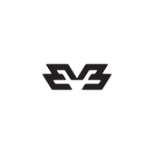 Black stylized logo resembling the letters EV on a white background