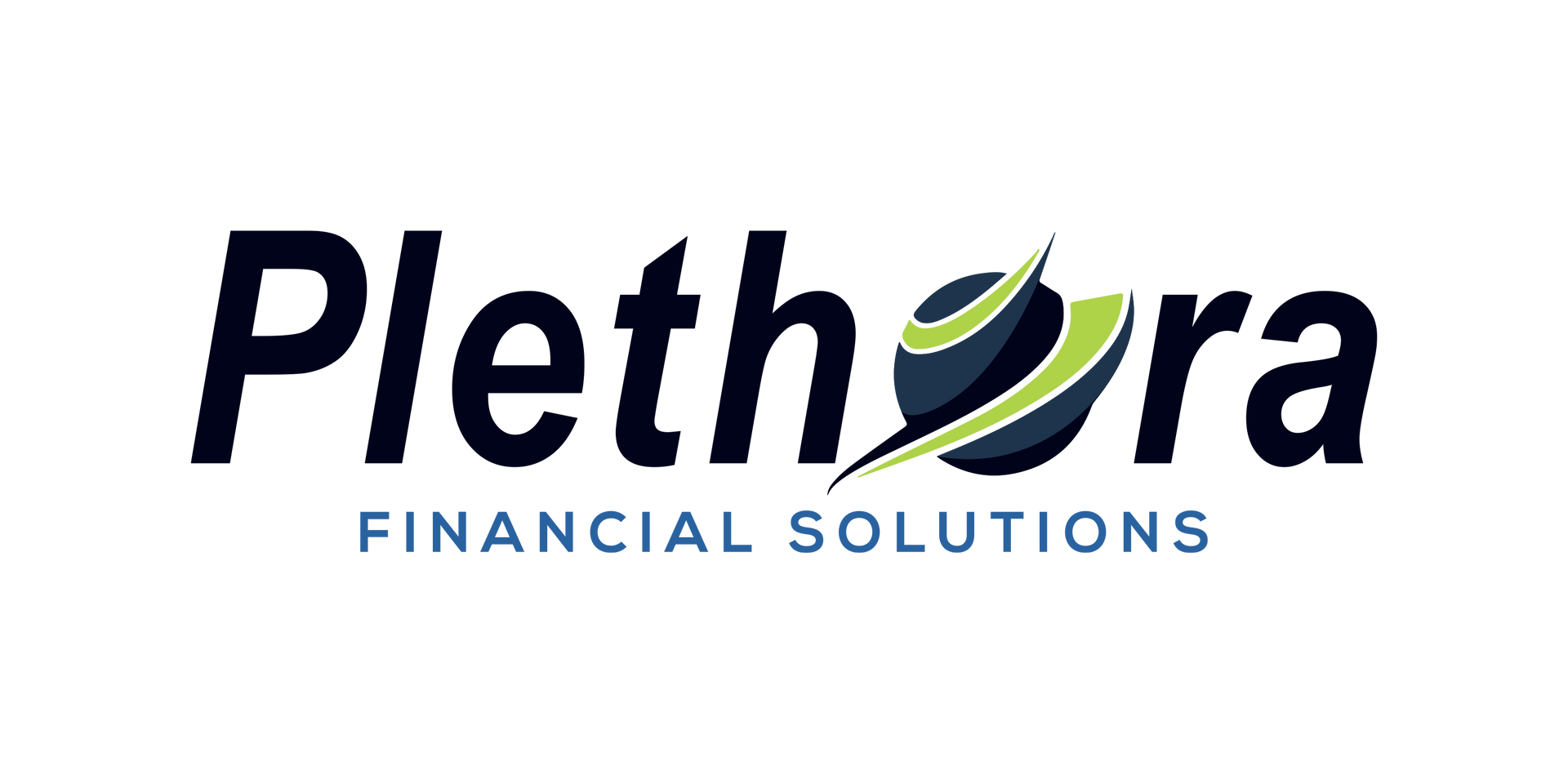 Plethora Financial Solutions logo with black text and a globe icon.