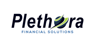 Plethora Financial Solutions logo with black text and a globe icon.