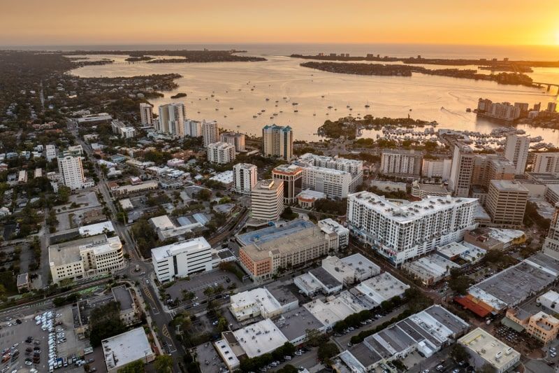 Aerial overview of Sarasota Florida