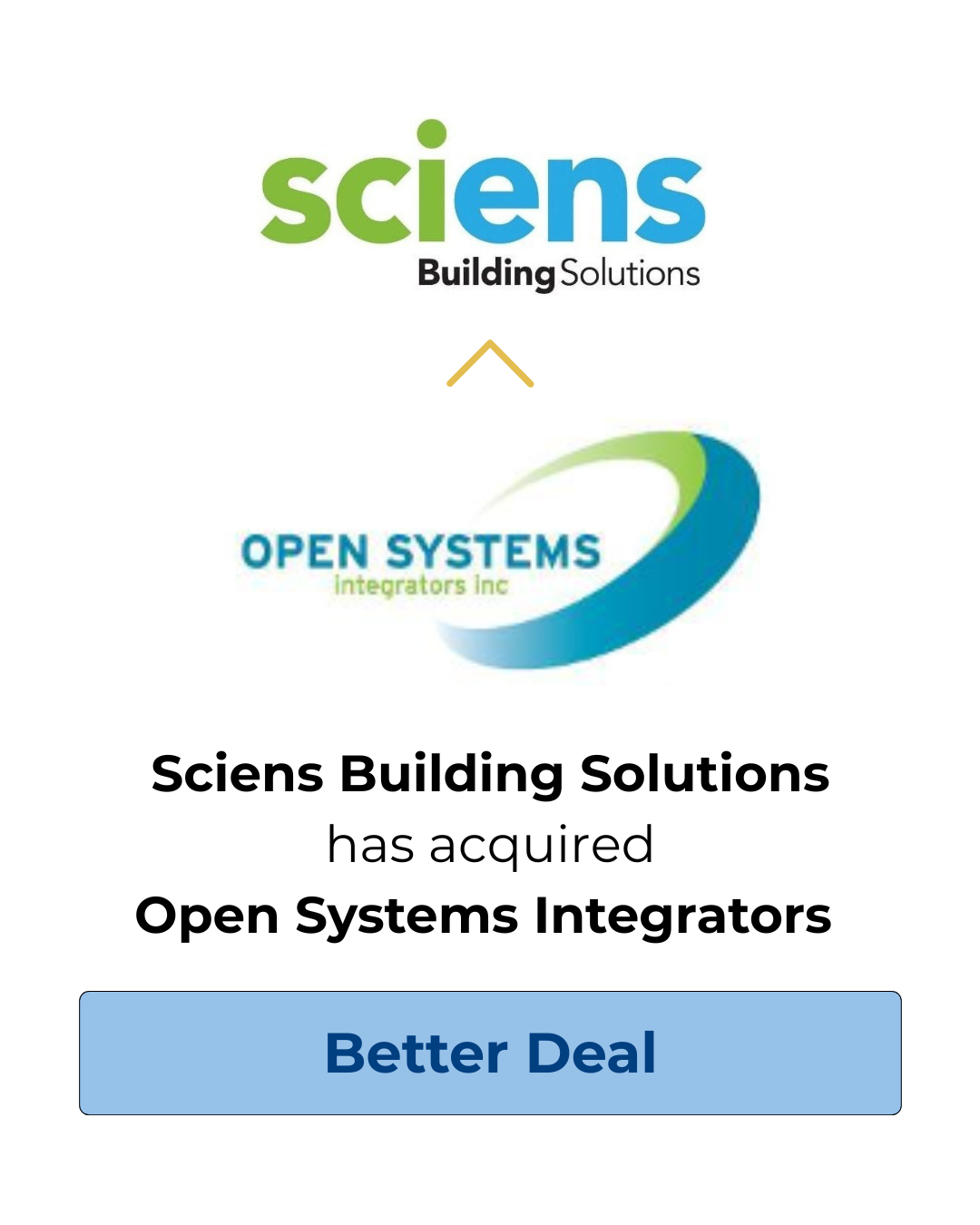Sciens Building Solutions acquired Open Systems Integrators. Graphic with logos and